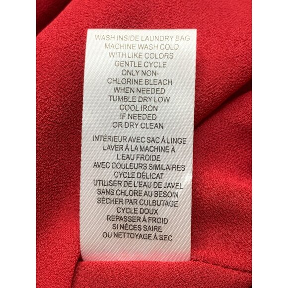 T Tahari Red Midi Dress XL Ruffle Smock Waist & Cuffs Pockets NWT 10014 - Picture 7 of 14